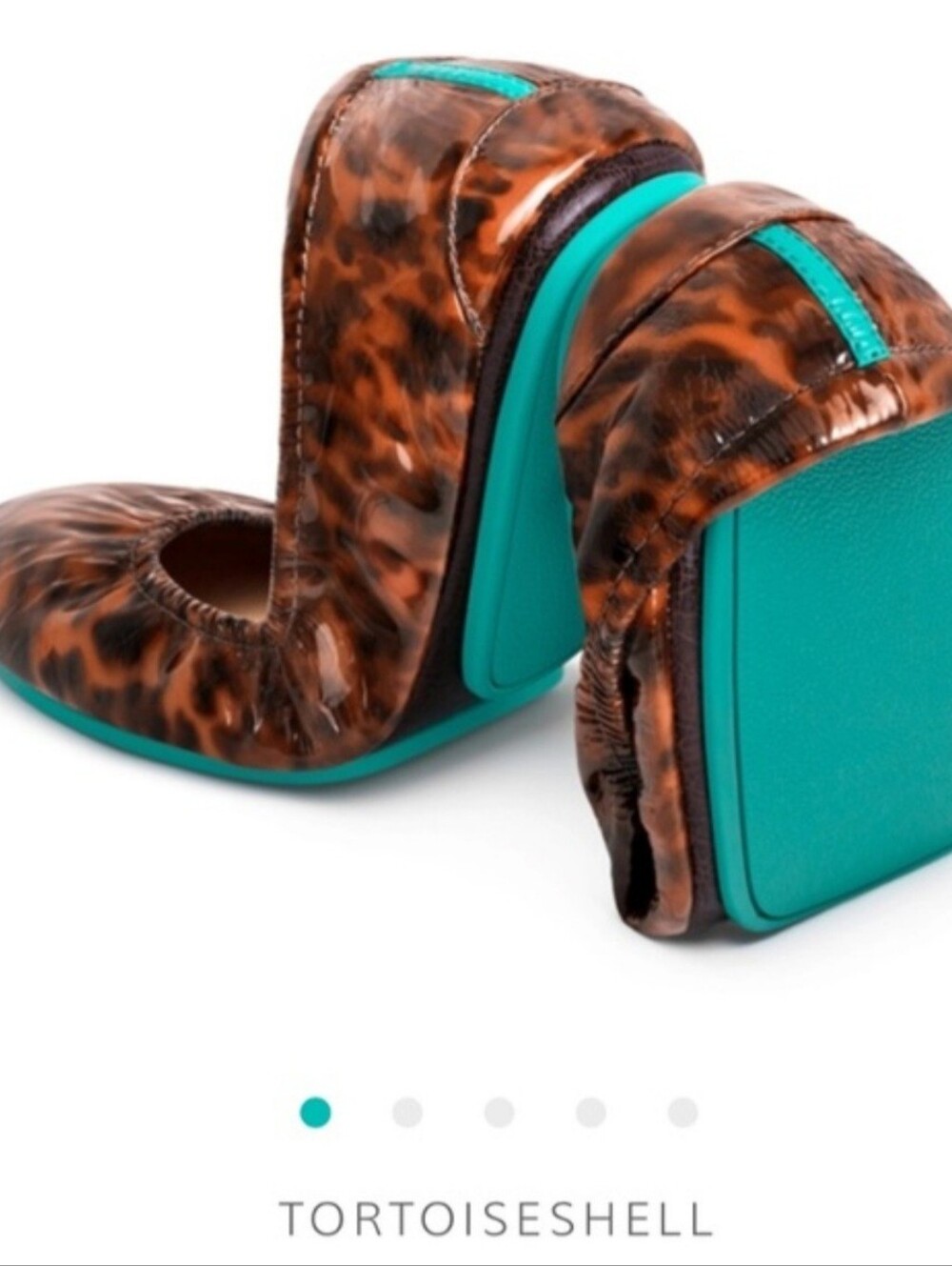 TIEKS TORTOISESHELL PATENT LEATHER BALLET FLATS. SIZE 8. BROWN. ANIMAL PRINT.